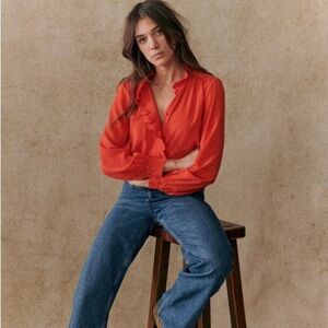 Sezane Chlo Silk Shirt Red Size 34- $130